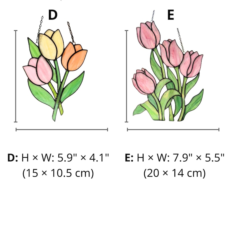 Pink Tulip Stained Glass Window Hanging