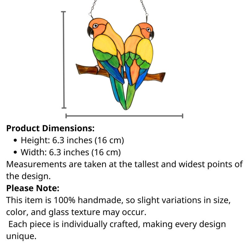 Colorful Parrot Lovebirds Stained Glass Art
