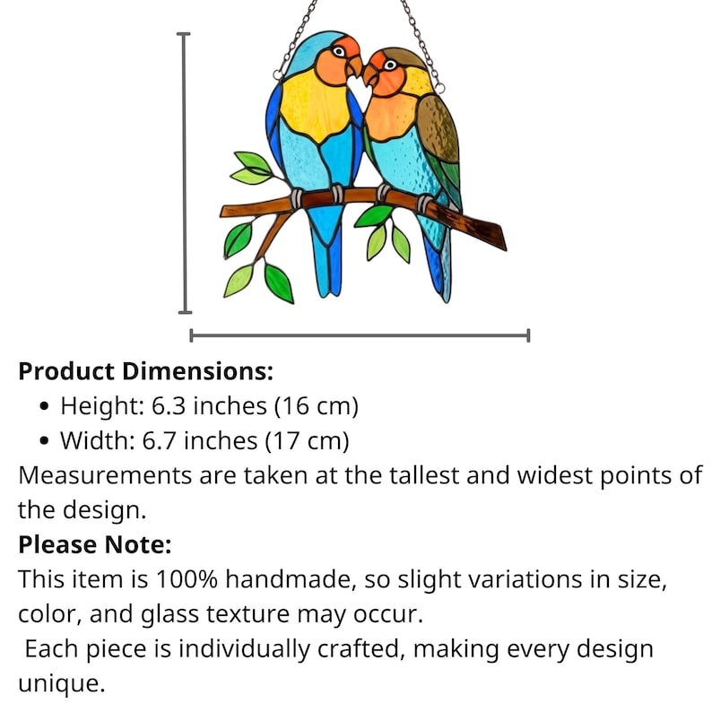 Stained Glass Lovebirds Suncatcher