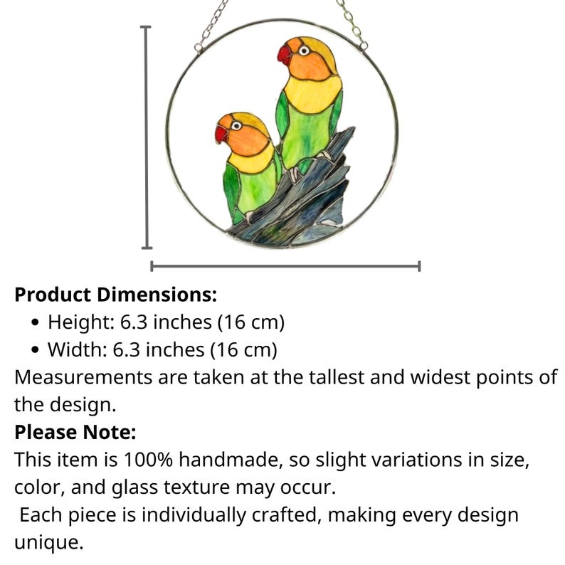Colorful Parrot Pair Stained Glass Suncatcher
