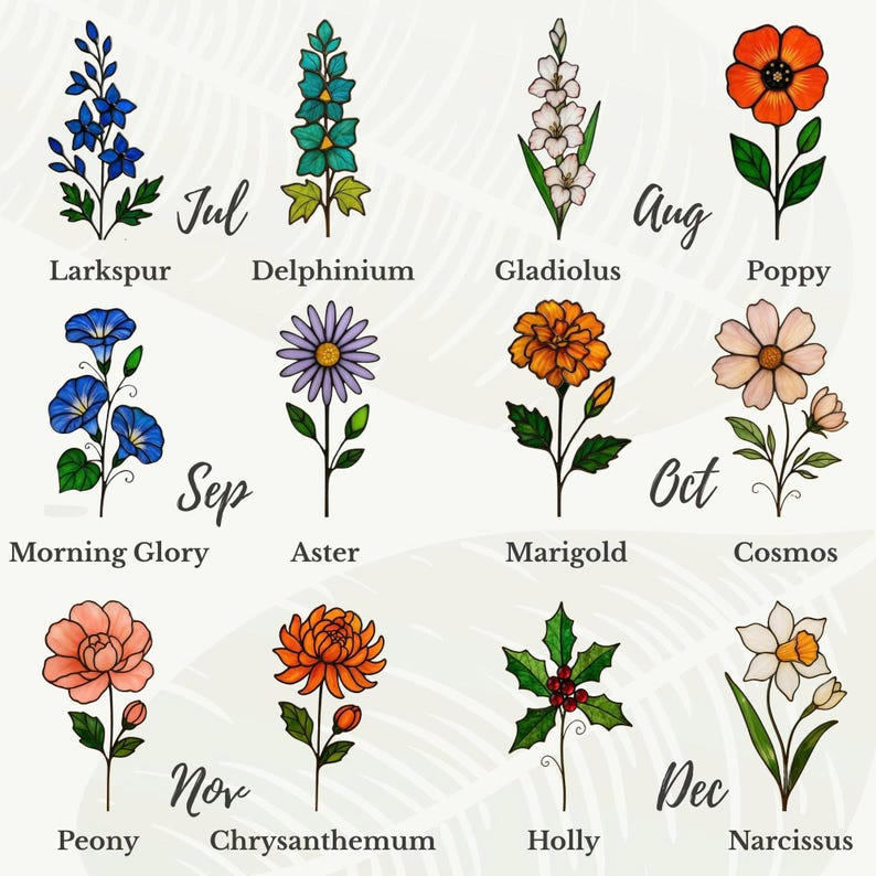 Stained Glass Birth Month Flower