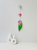 Tulip Heart Stained Glass Suncatcher