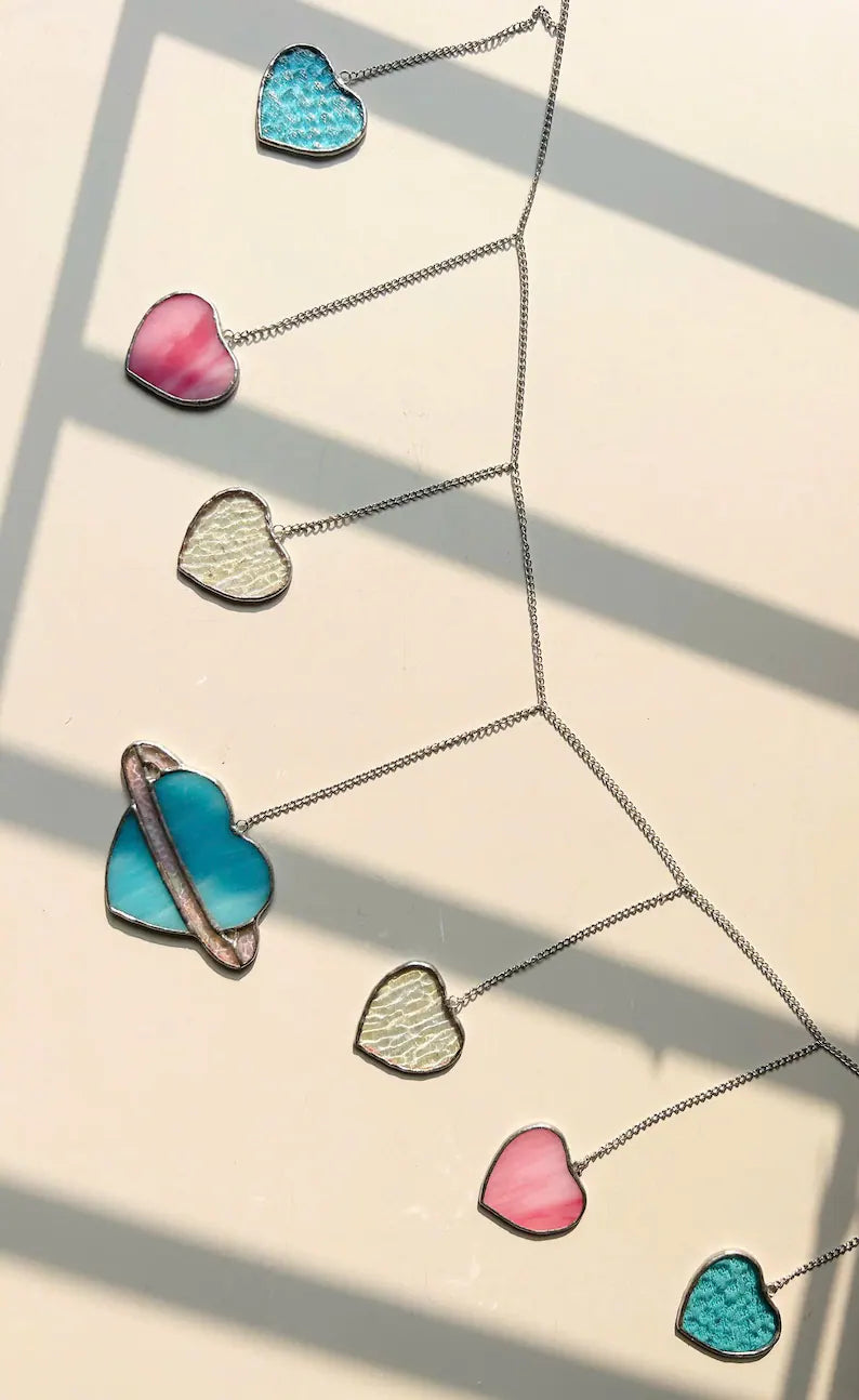 Stained Glass Heart Garland