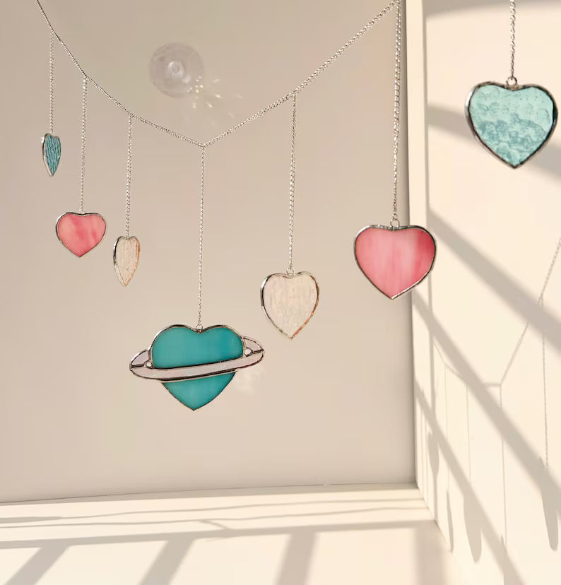 Stained Glass Heart Garland
