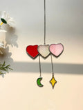 Stained Glass Hearts & Moon Suncatcher