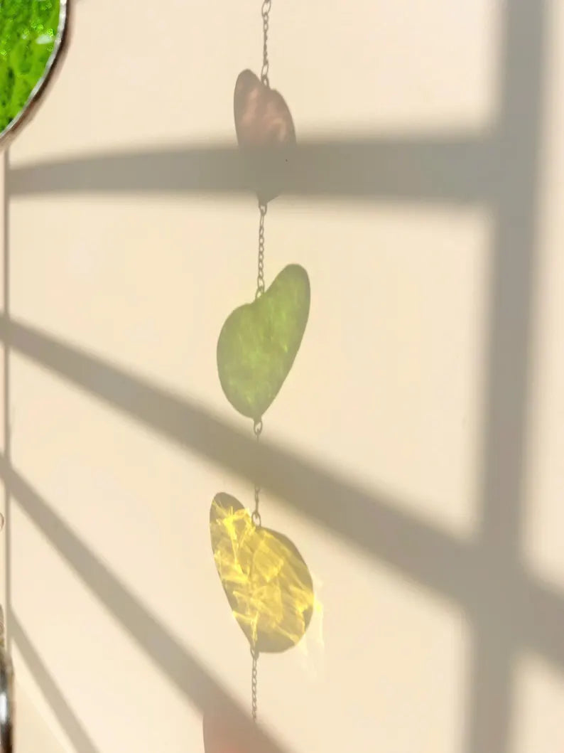Rainbow Stained Glass Heart Garland
