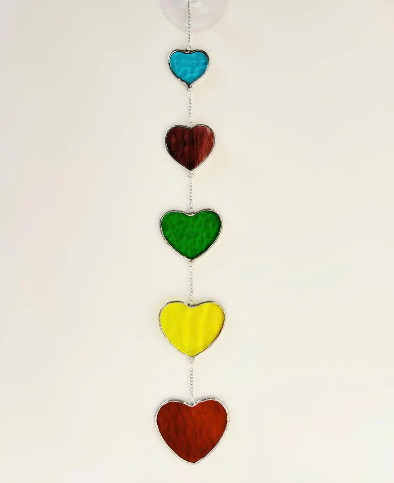 Rainbow Stained Glass Heart Garland