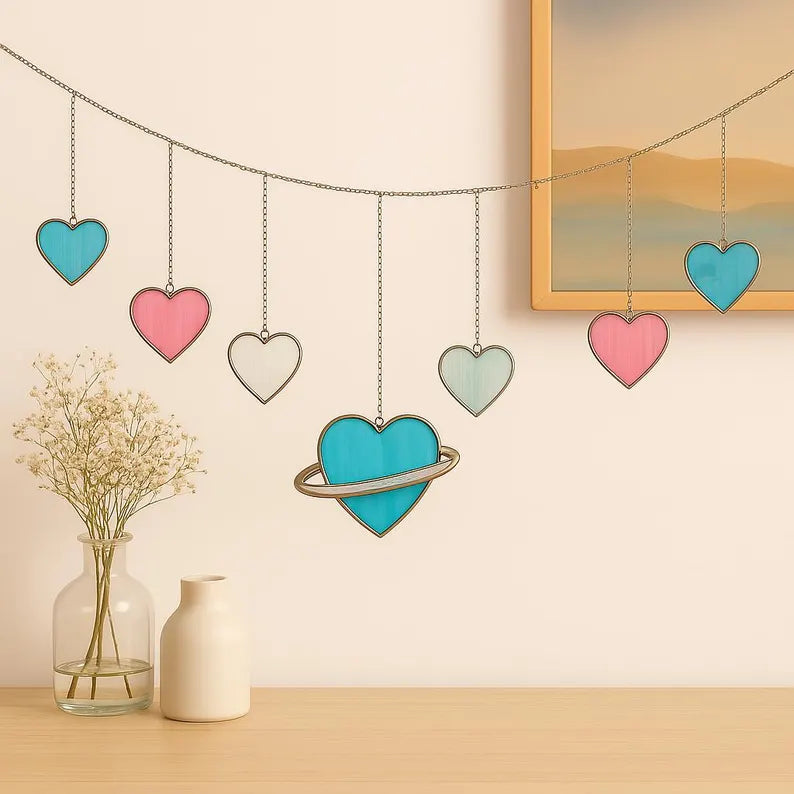Stained Glass Heart Garland