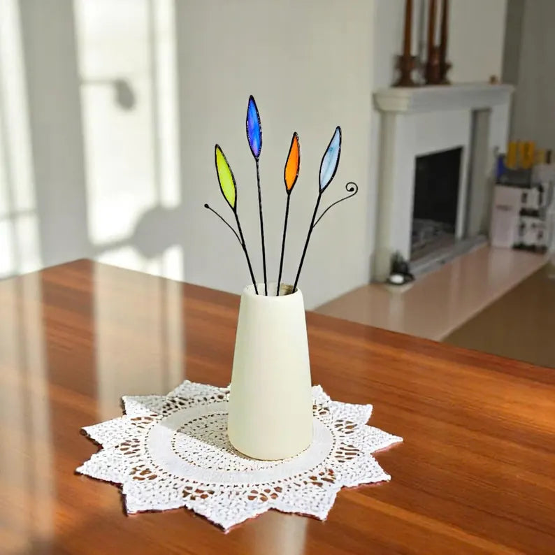 Handmade Stained Glass Wildflower Vase