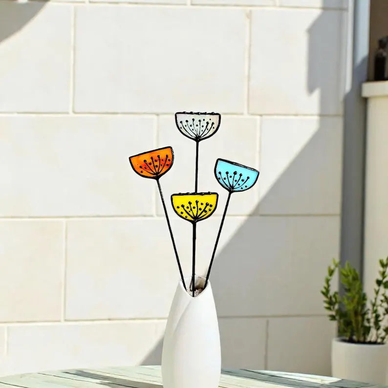 Handmade Stained Glass Wildflower Vase