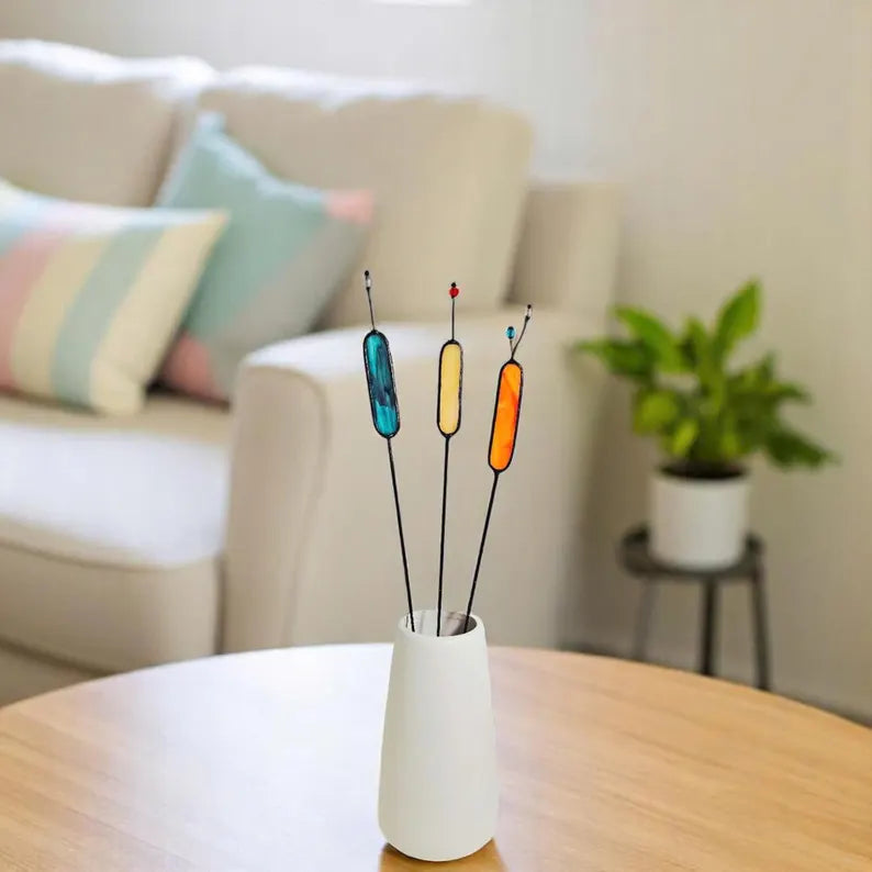 Handmade Stained Glass Wildflower Vase