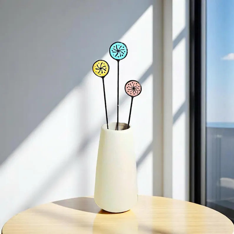 Handmade Stained Glass Wildflower Vase