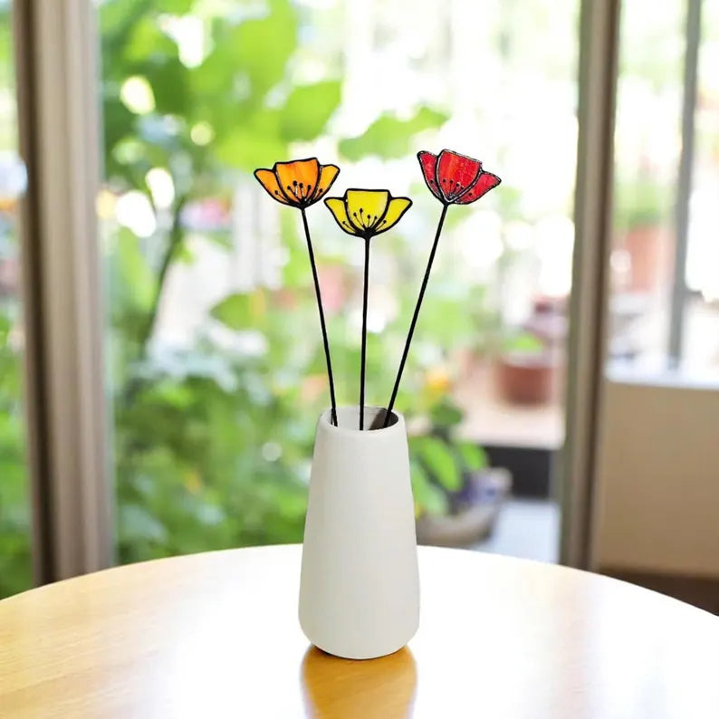 Handmade Stained Glass Wildflower Vase