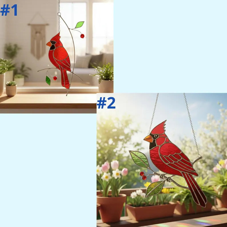 Stained Glass Cardinal Suncatcher