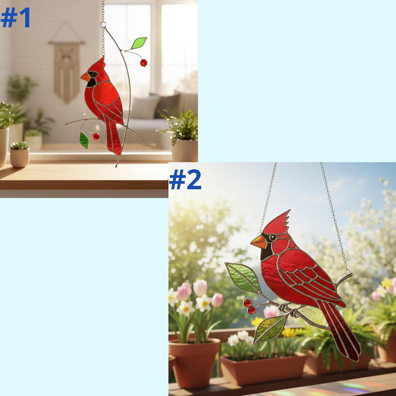 Stained Glass Cardinal Suncatcher