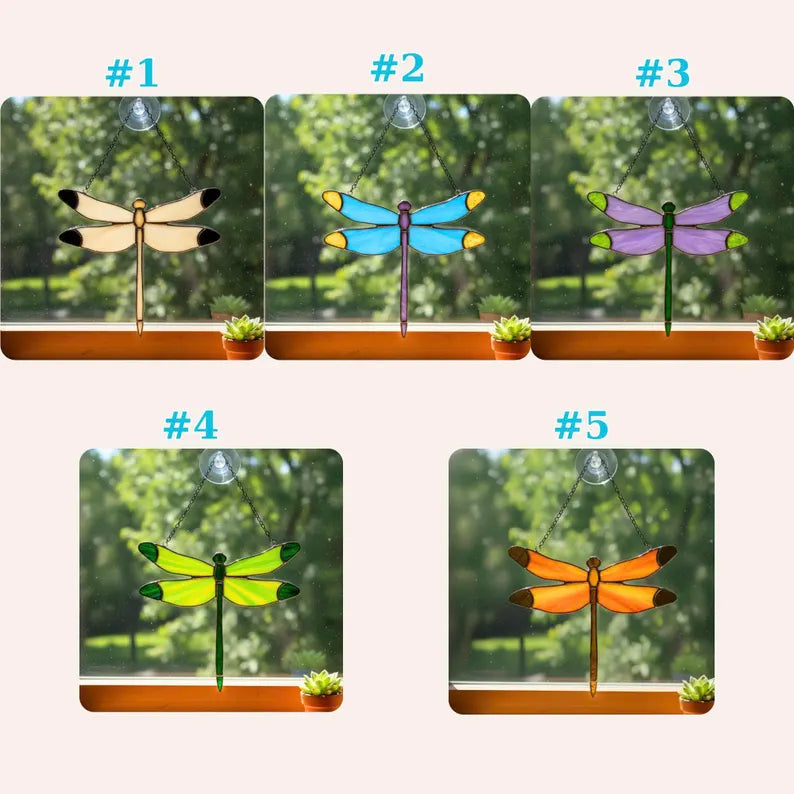 Stained Glass Dragonfly Suncatcher