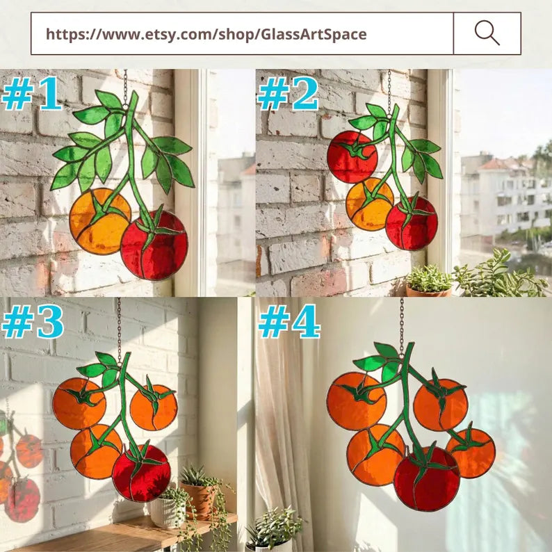 Red Tomato Stained Glass Suncatcher