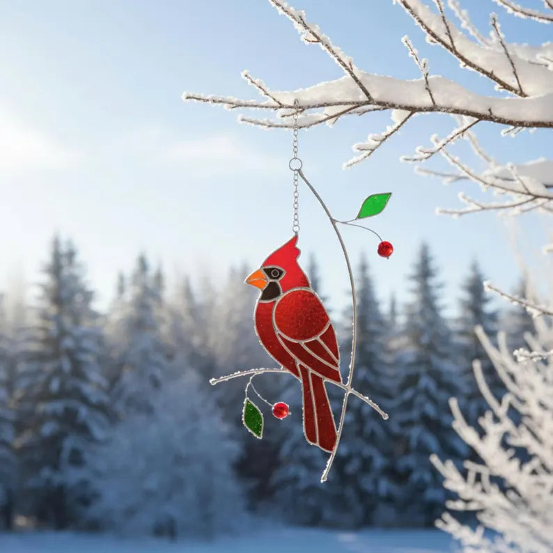 Stained Glass Cardinal Suncatcher