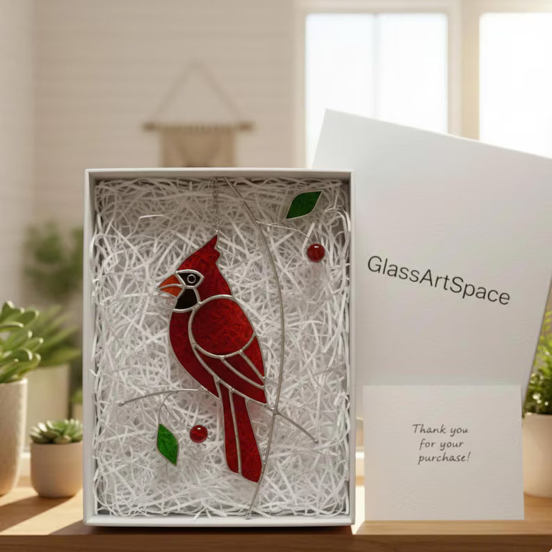 Stained Glass Cardinal Suncatcher