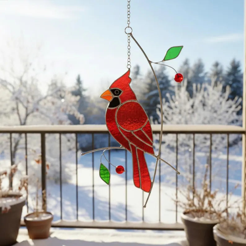 Stained Glass Cardinal Suncatcher