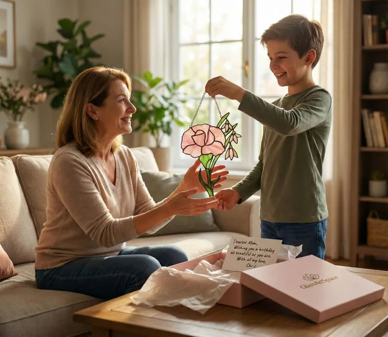 January Birth Flower Stained Glass Suncatcher