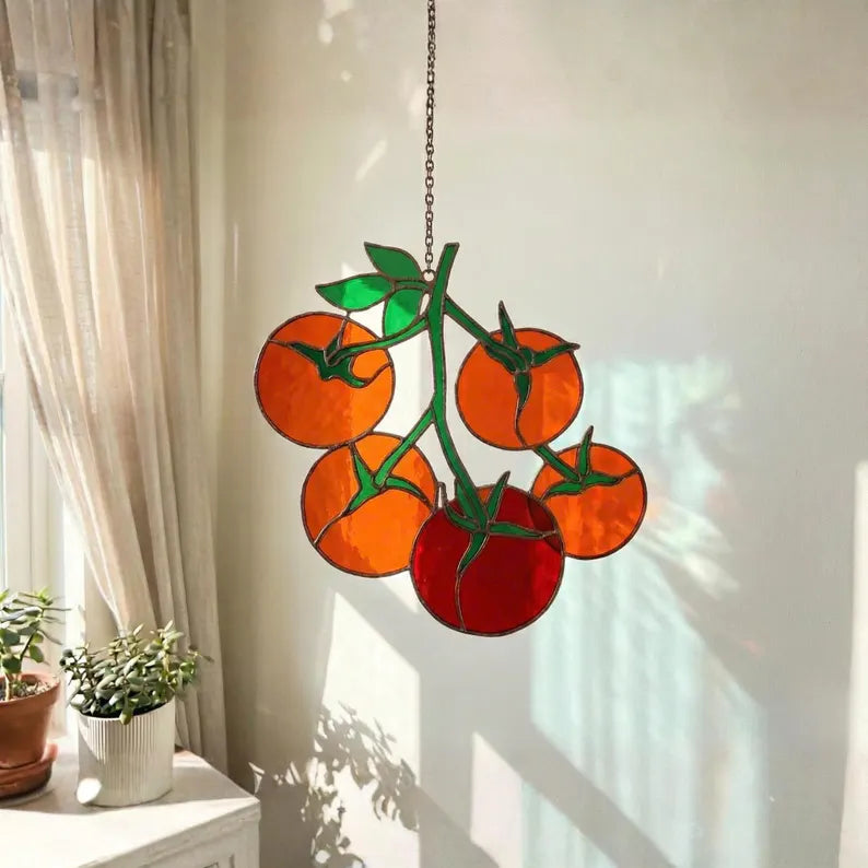 Red Tomato Stained Glass Suncatcher