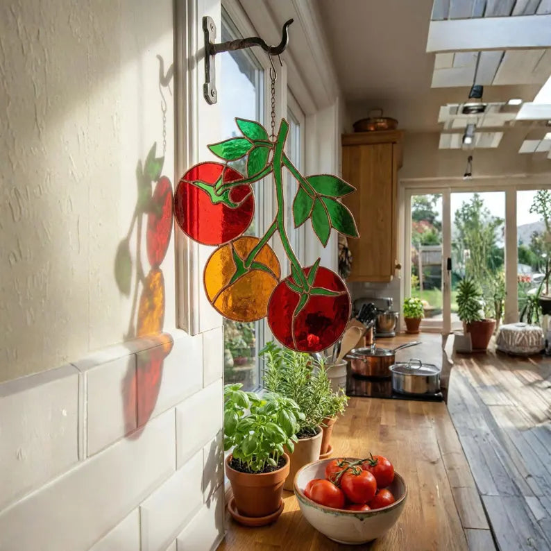 Red Tomato Stained Glass Suncatcher