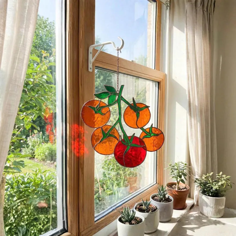 Red Tomato Stained Glass Suncatcher