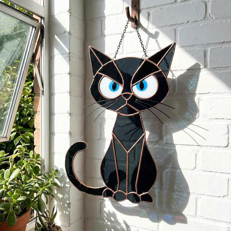 Stained Glass Grumpy Cat Suncatcher