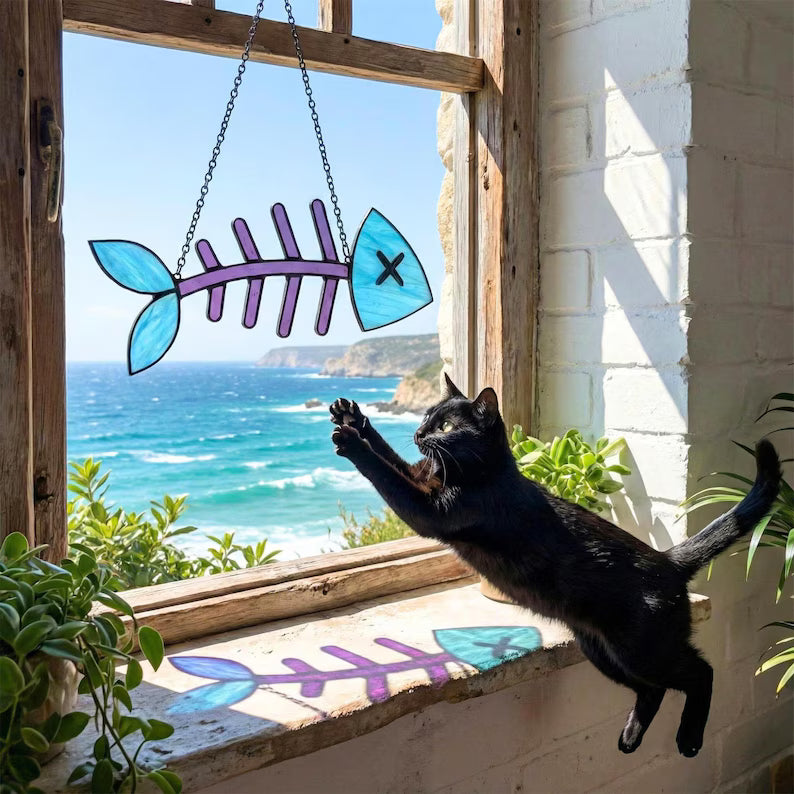 Stained Glass Grumpy Cat Suncatcher
