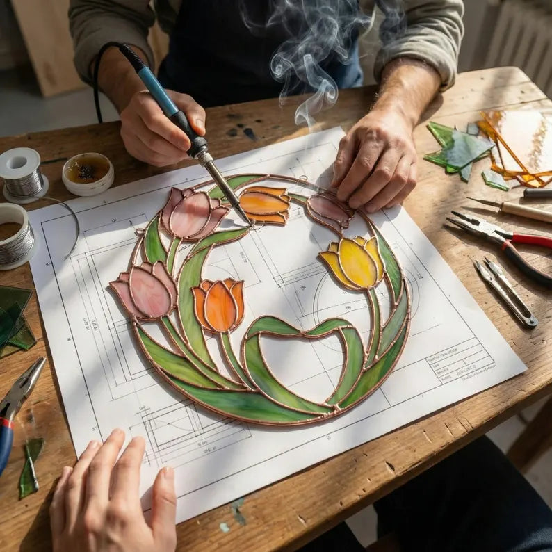 Stained Glass Tulip Suncatcher