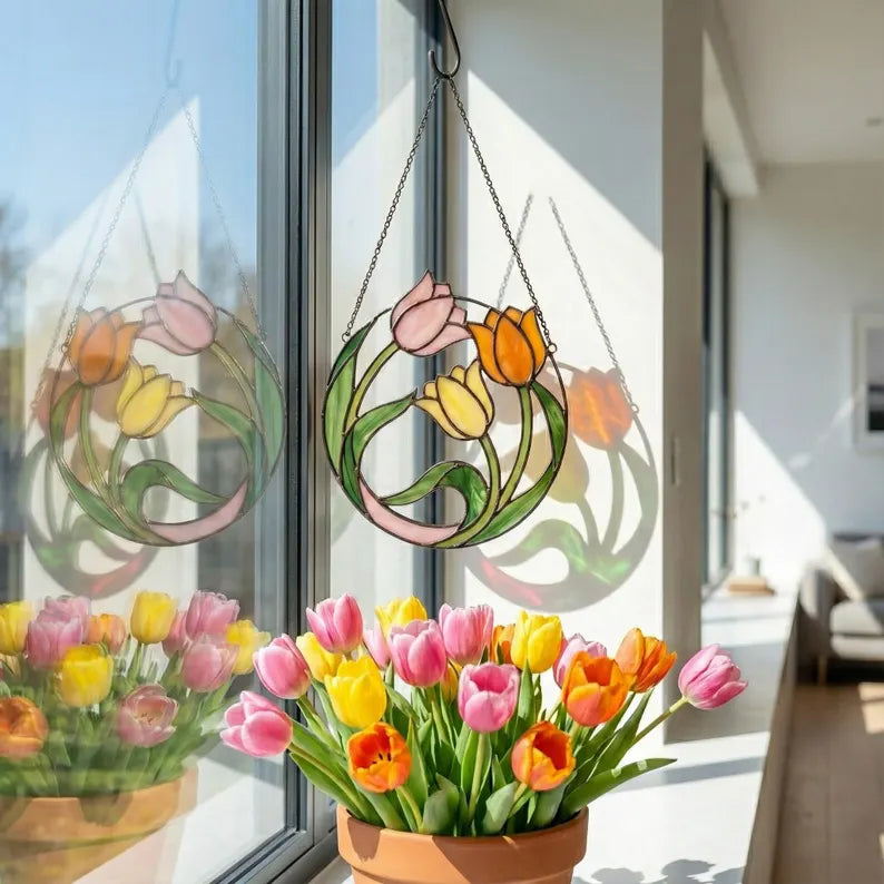 Stained Glass Tulip Suncatcher