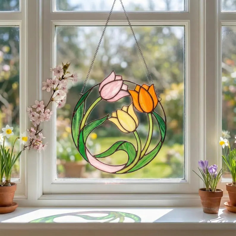 Stained Glass Tulip Suncatcher