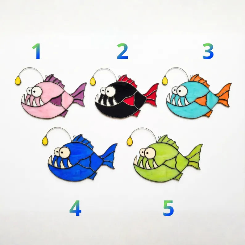 Stained Glass Anglerfish Suncatcher
