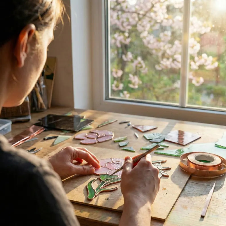 January Birth Flower Stained Glass Suncatcher