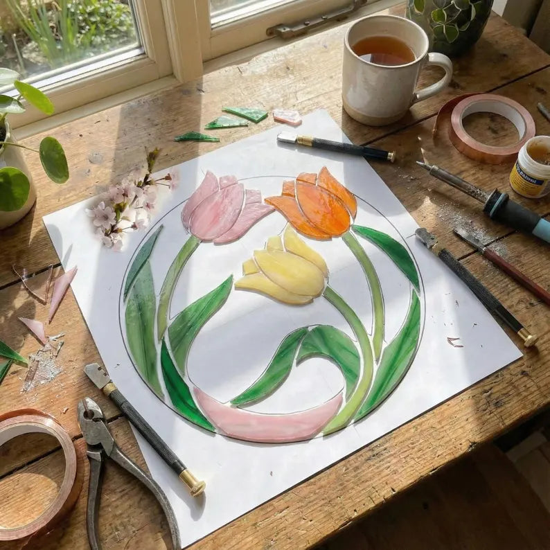 Stained Glass Tulip Suncatcher