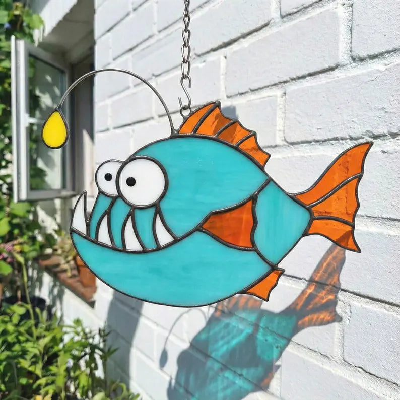 Stained Glass Anglerfish Suncatcher